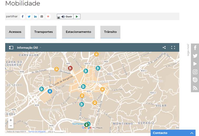 Informação sobre condicionamentos de trânsito em mapa