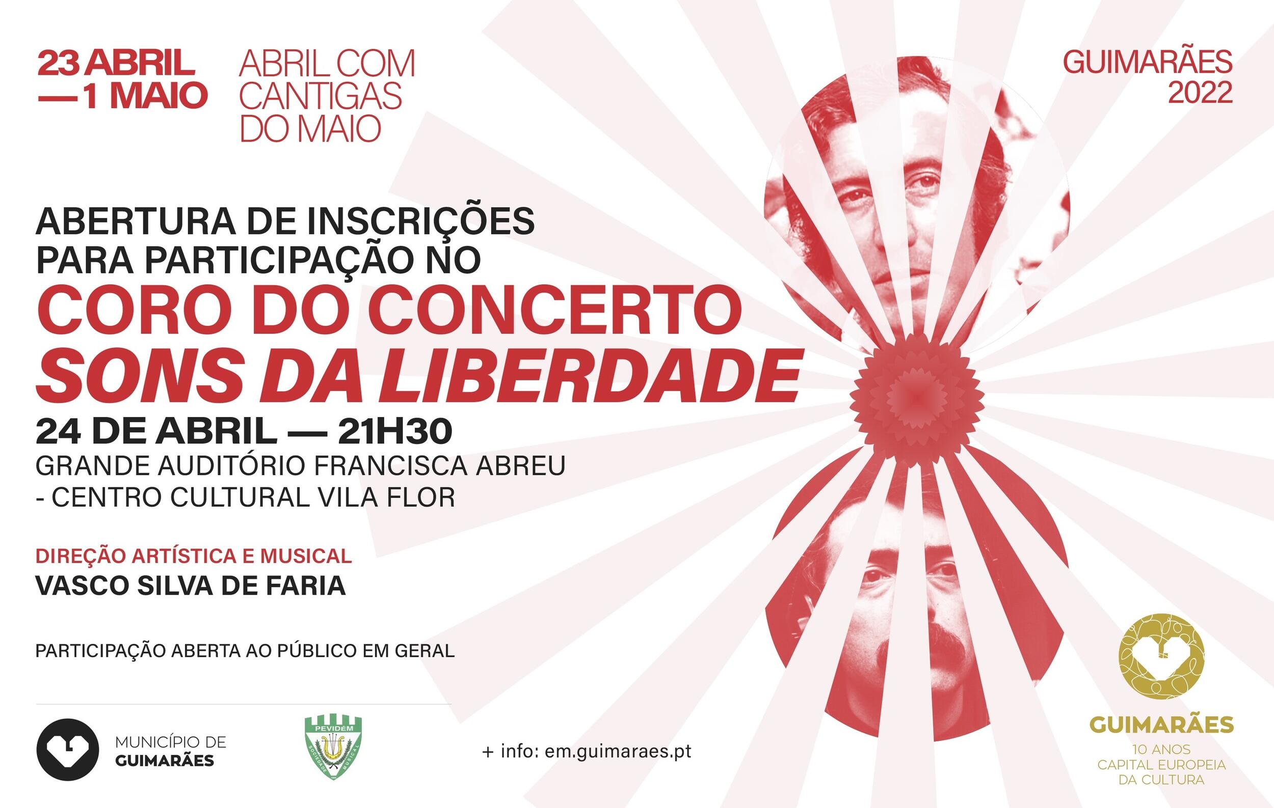 Inscrições para participação no concerto Sons da Liberdade até 27 de fevereiro