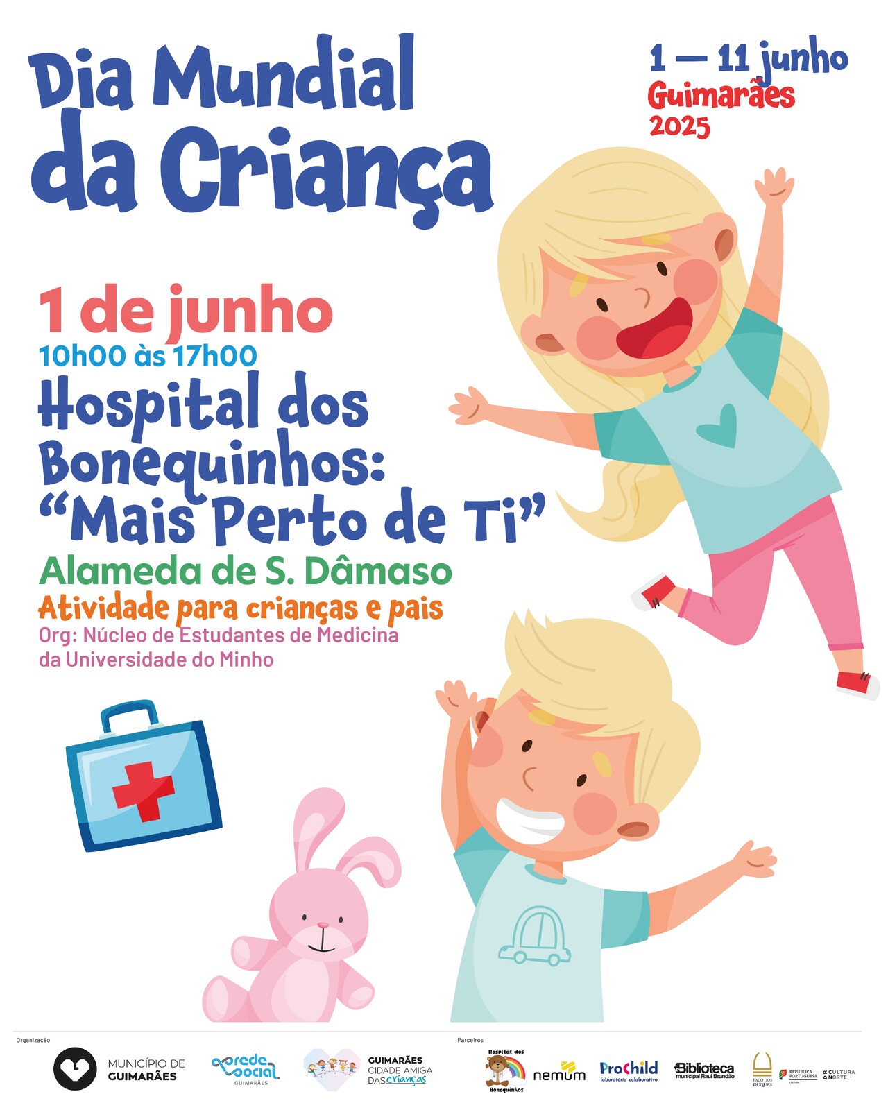 Guimarães celebra o Dia da Criança com hospital dos bonequinhos, brincadeiras e muita aprendizagem