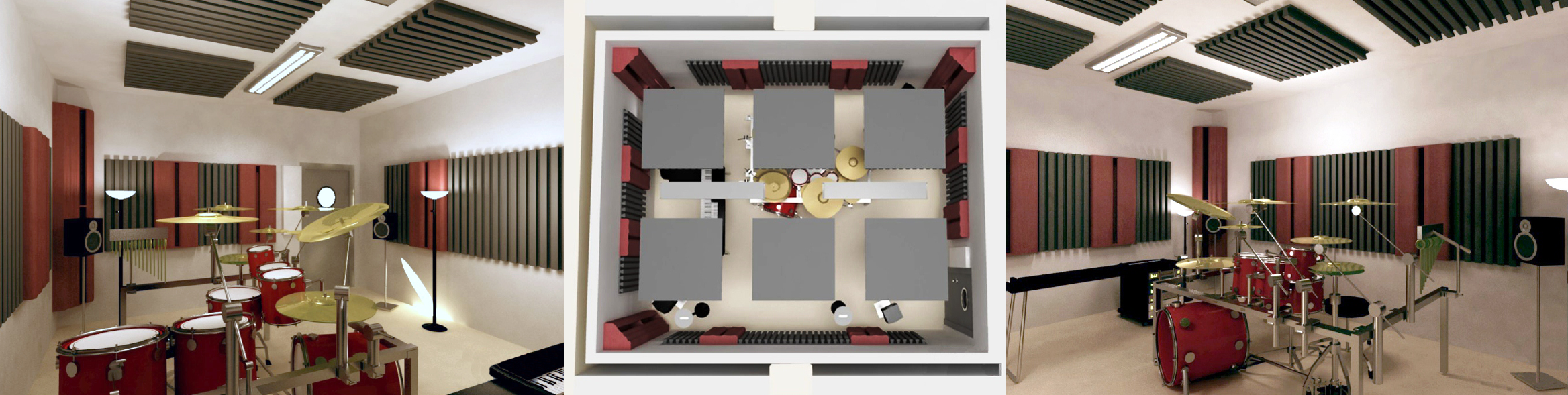 Maquete dos espaços de ensaio para bandas de garagem no Teatro Jordão