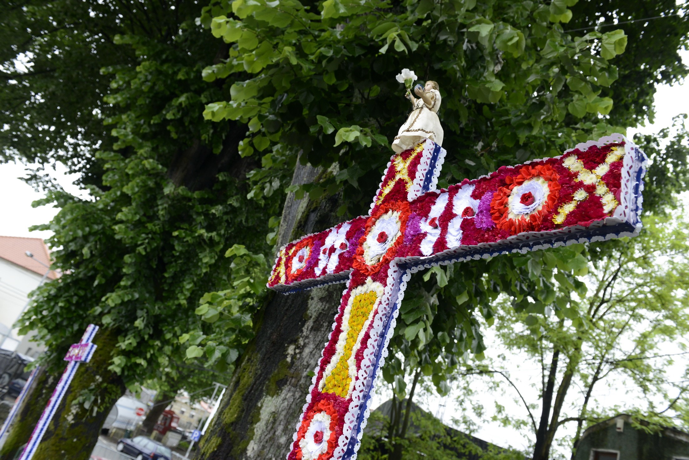 Cruzes e tapetes de flores embelezaram vila de Serzedelo em festa secular de Guimarães